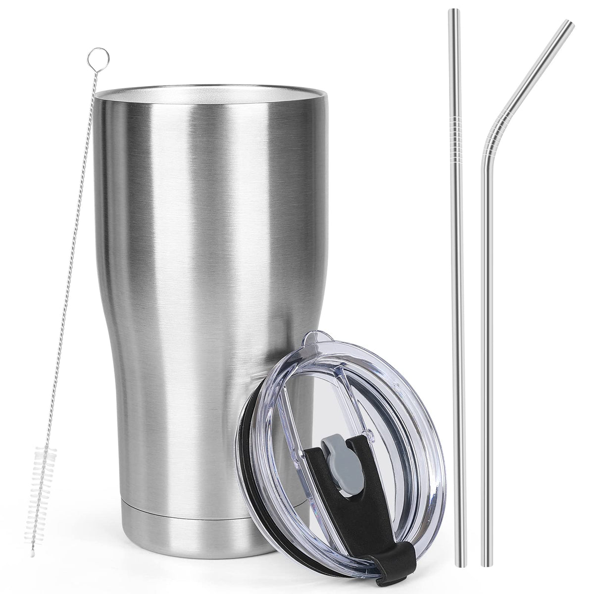 20oz Insulated Tumbler with Lid Straw Travel Coffee Mug Cup (Purple/Green)