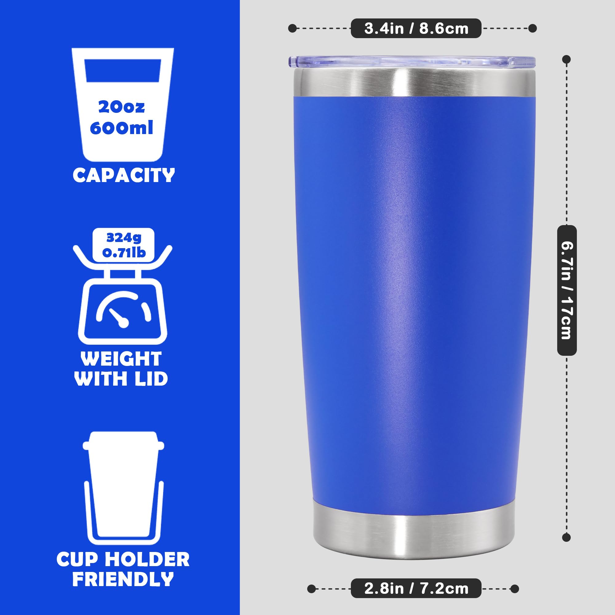 20oz Tumbler Stainless Steel Tumbler Coffee Tumbler with Lid Dark Blue, 12P