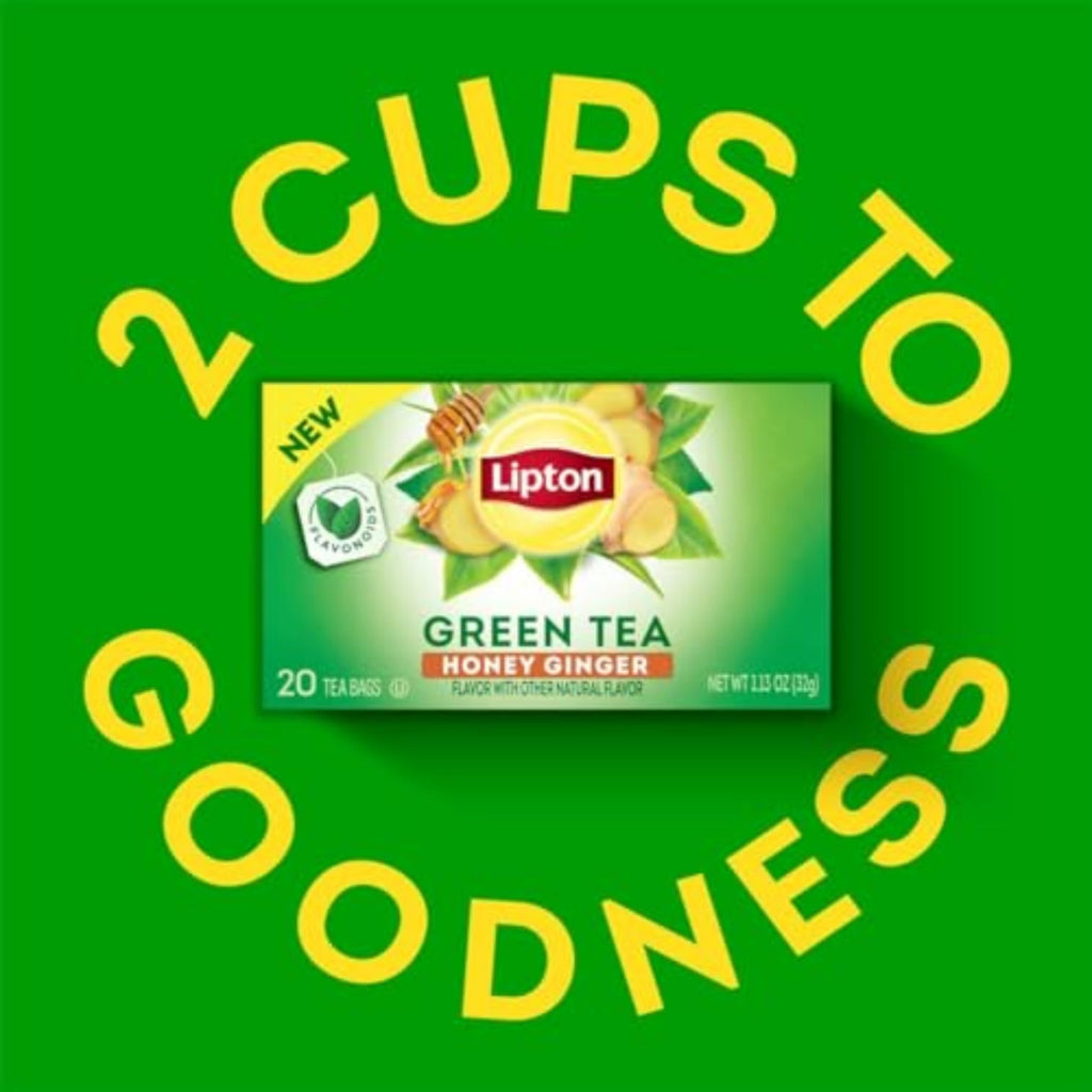 Lipton Honey Ginger Green Tea Bags, 120 Count (20 Count 6-Pack)