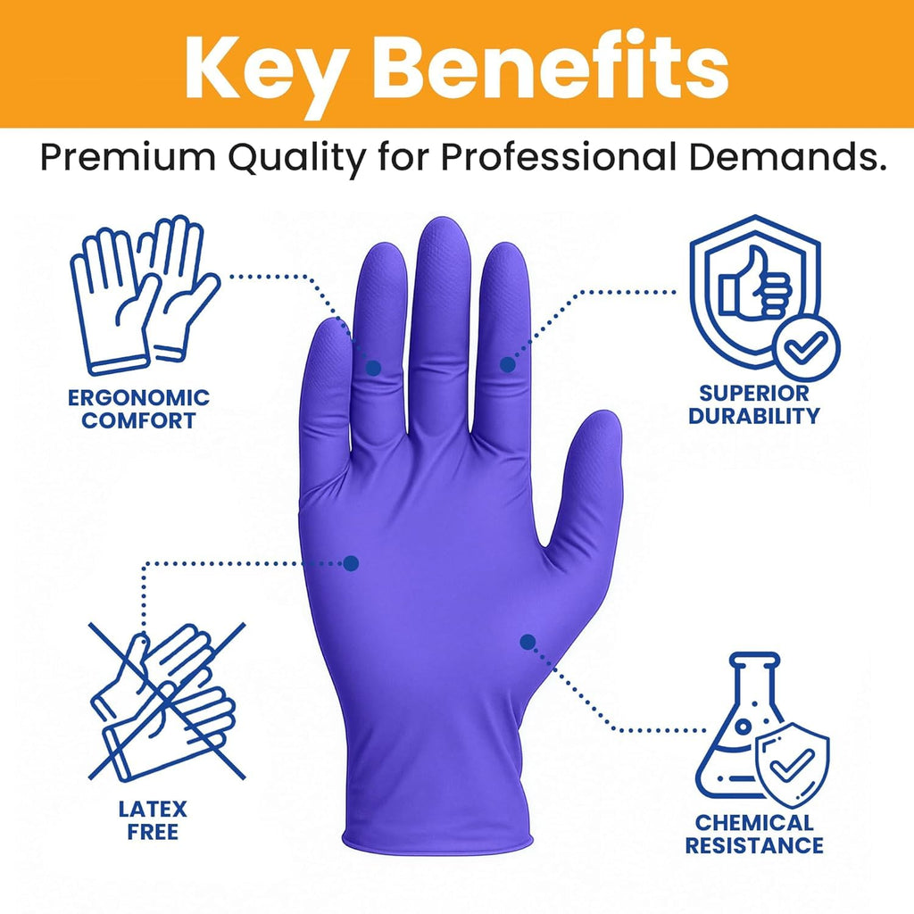SAFEWAY USA 4000 pcs, Large, 4 Mil Nitrile Disposable Gloves — Multi-Purpose Powder-Free and Non-Latex Textured Fingertips for Medical Use, Nursing, Lab Work, Kitchen Prep, Cleaning, Tattooing & More