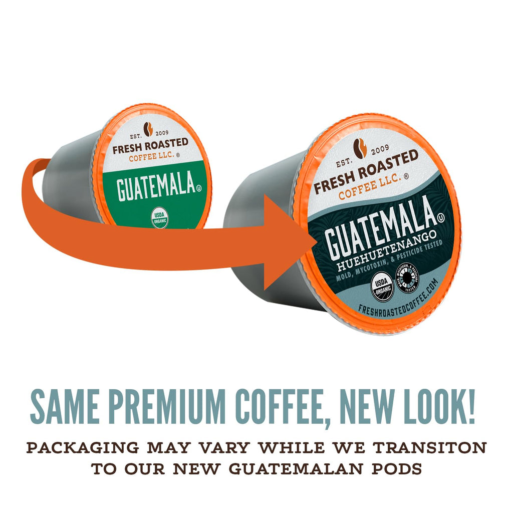 Fresh Roasted Coffee, Organic Guatemala K-Cup Pods for Keurig Brewers, Medium Roast, USDA Organic, 3rd Party Tested for Mold, Mycotoxin & Pesticides, Kosher, 24 Count (Pack of 3)
