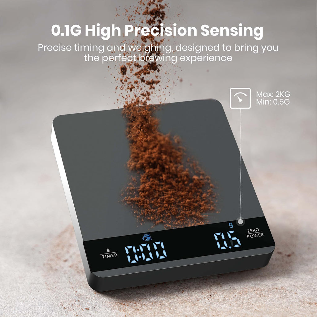Maestri House S1 Metal Mini Espresso Coffee Scale with Timer, 2kg/0.1g