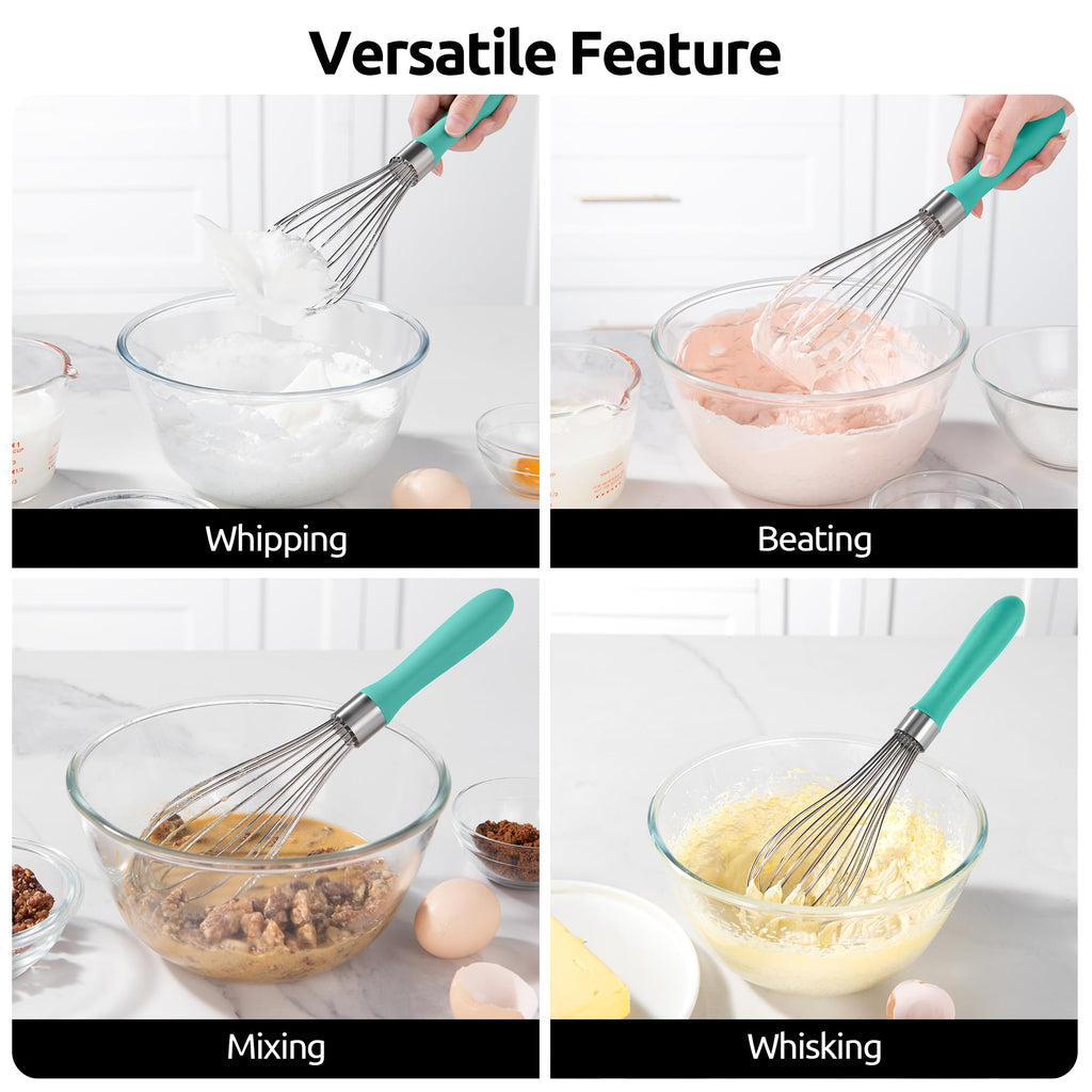 U-Taste Wire Whisk for Cooking, 18/10 Stainless Steel Wisk, M/Aqua Sky