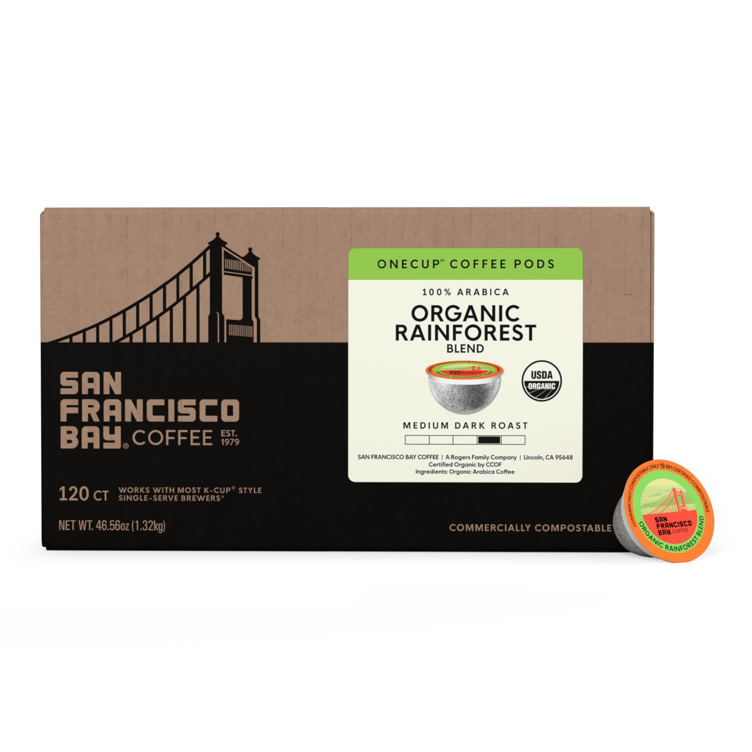 San Francisco Bay Organic Rainforest Blend K-Cup Compatible Pods, 120 ct