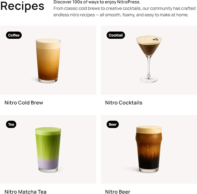 10 PCS NitroPress Nitrogen Coffee Chargers – Pure N2 Cartridges for Nitro Cold Brew Coffee Maker, Cocktails, Tea, and Beer – Use with NitroPress Instant Nitrogen Diffuser System