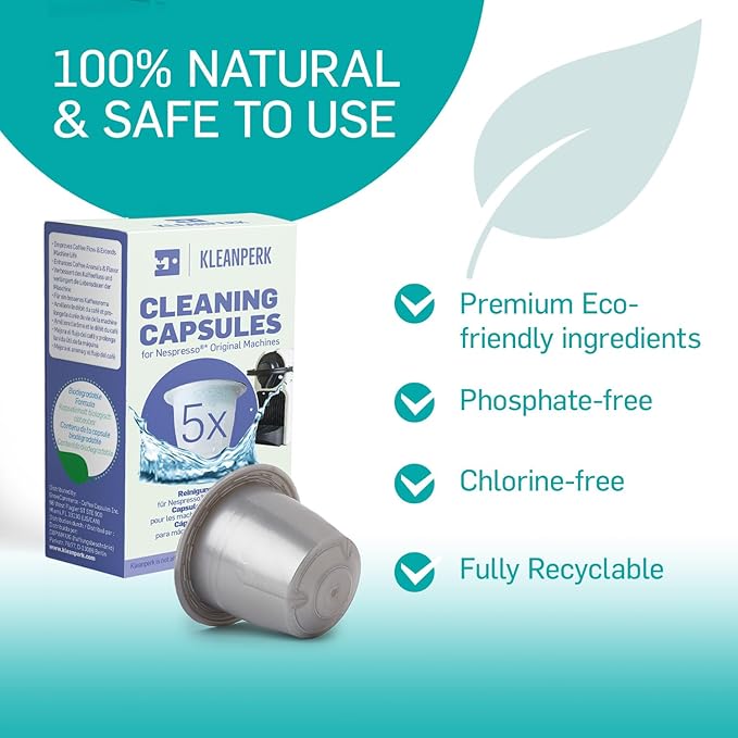 5 Cleaning Pods I Compatible With Nespresso Original Line Machines I Cleaning Kit for Better Tasting Coffee I Coffee Machine Cleaner I Easy and Safe to Use