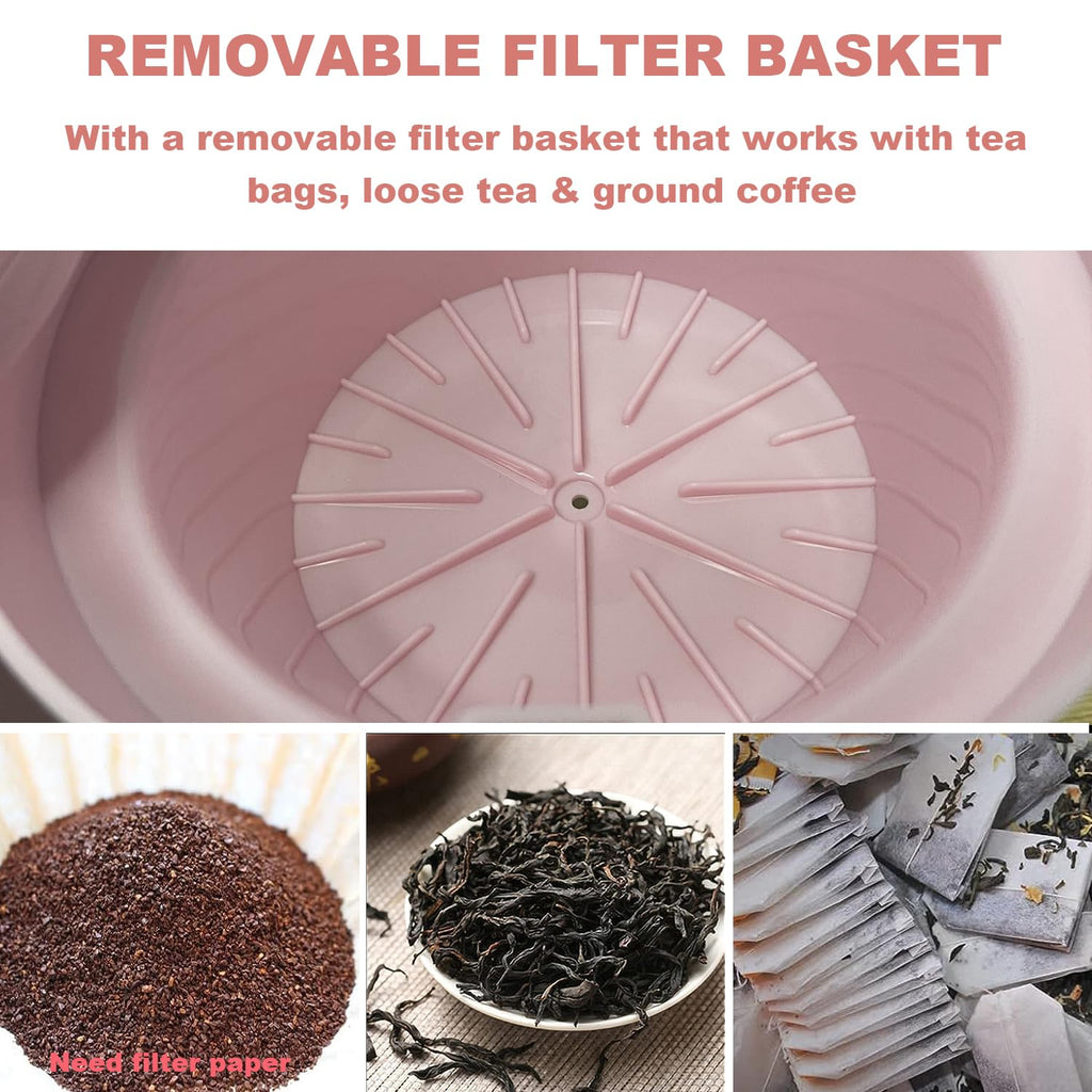 LITIFO Iced Tea Maker and Iced Coffee Maker Brewing System with 2-quart Pitcher, Perfect For Fruit Infused Tea, Lemonade, Flavored Water (Pink)