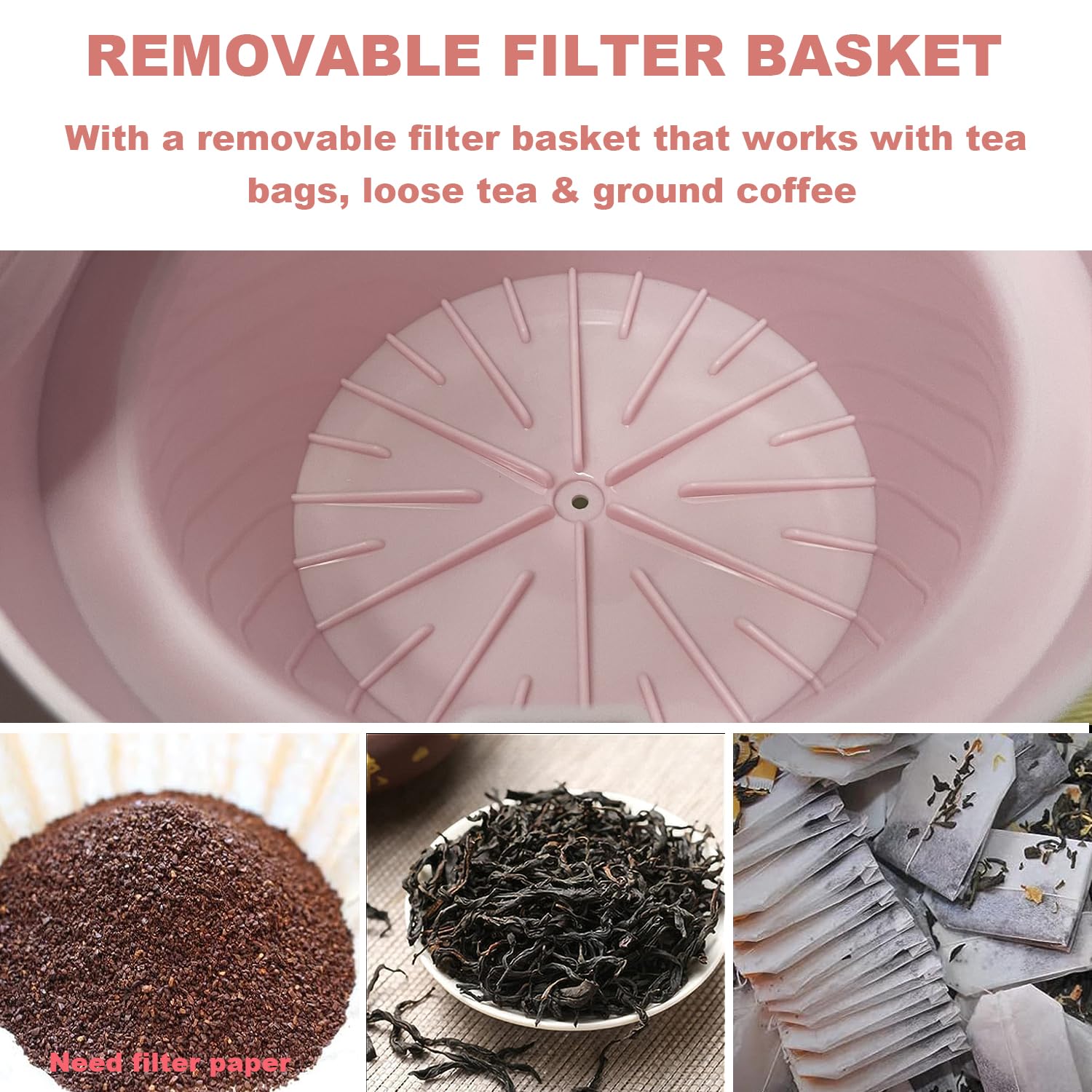 LITIFO Iced Tea Maker and Iced Coffee Maker Brewing System with 2-quart Pitcher, Perfect For Fruit Infused Tea, Lemonade, Flavored Water (Pink)