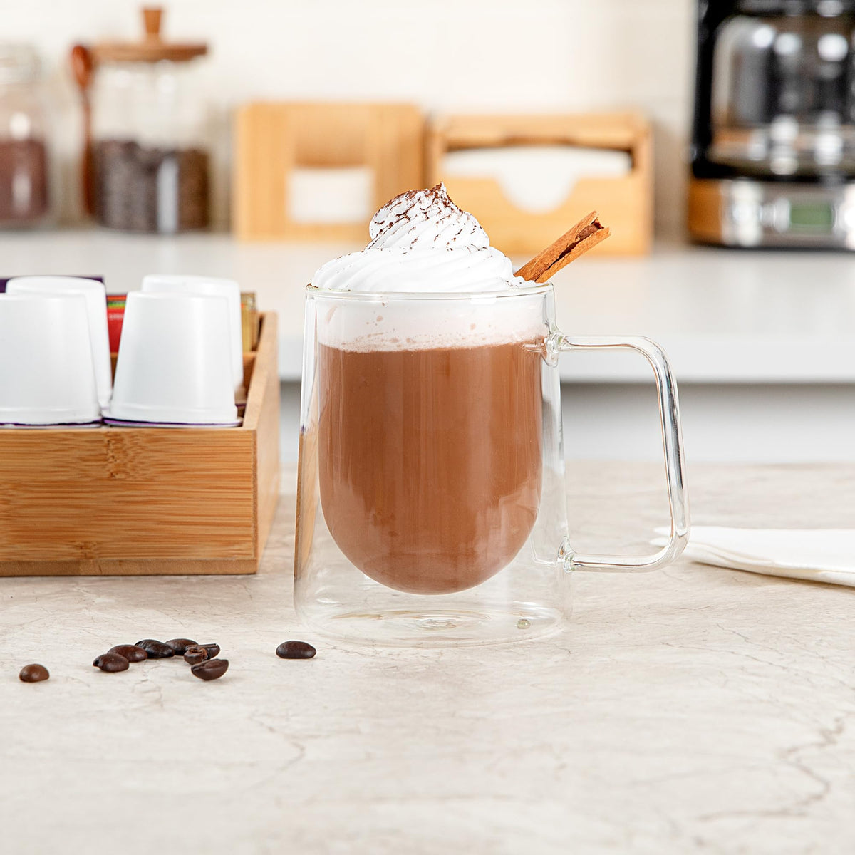 Restaurantware 10 oz Professional Glass Coffee Mug, 2 Pack