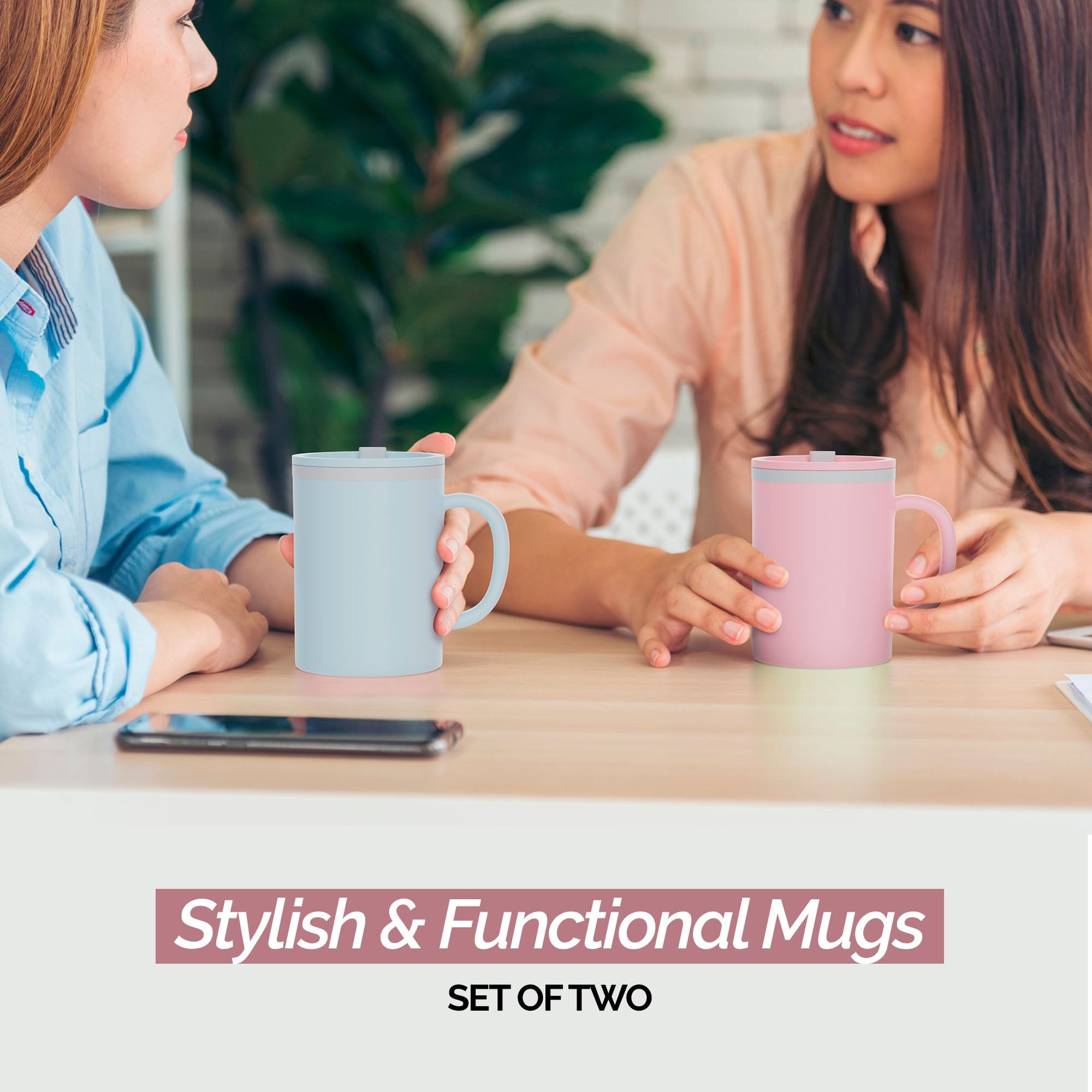 Copco Iconic Desk Mug 16 Oz - Light Blue/Pink, Set of 2