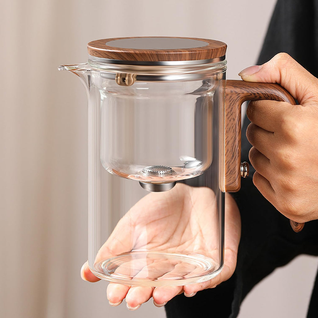800ML/27OZ Witchcraft Magic Glass Teapot with Infuser Strainer and Lid for Loose Leaf Tea Herbal, Magnetic Water Separation Tea Maker Kettle Clear Tea Pot (Without Cups)