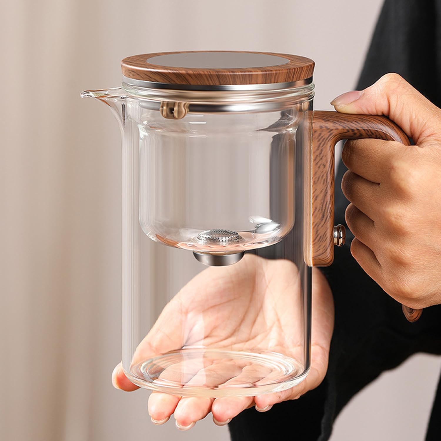 800ML/27OZ Witchcraft Magic Glass Teapot with Infuser Strainer and Lid for Loose Leaf Tea Herbal, Magnetic Water Separation Tea Maker Kettle Clear Tea Pot (Without Cups)