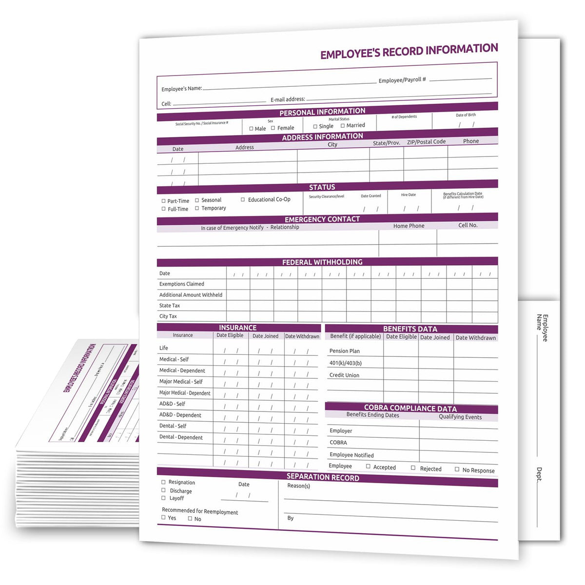 NextDayLabels Employee Record Personnel File Folders, Made in USA, 25-Pack