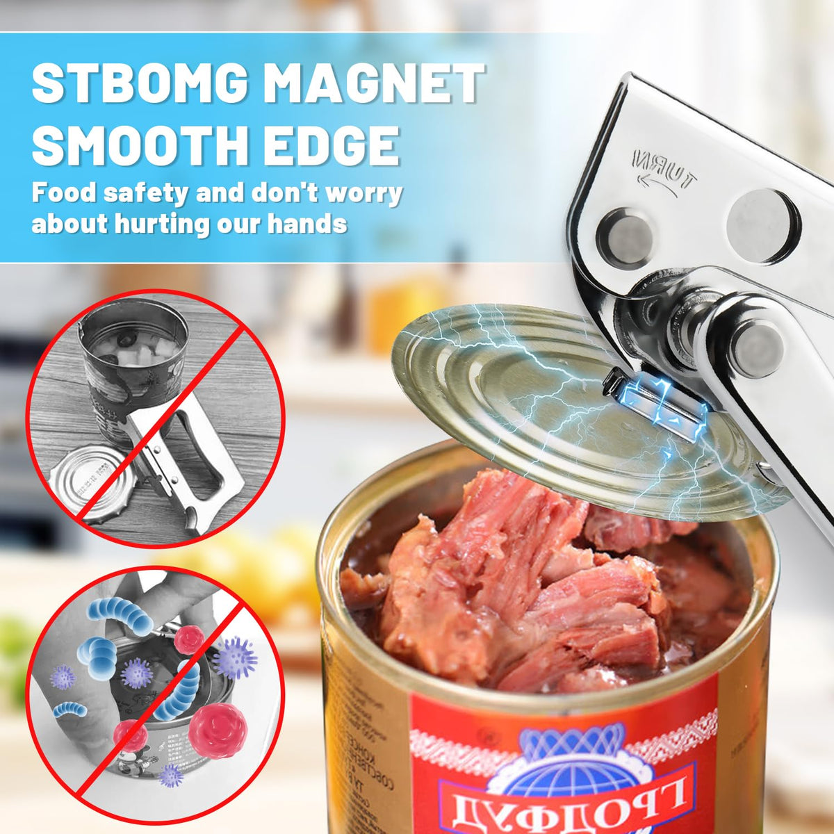 AGIgear Manual Heavy Duty Crank Commercial Can Opener Cozy Long Handles