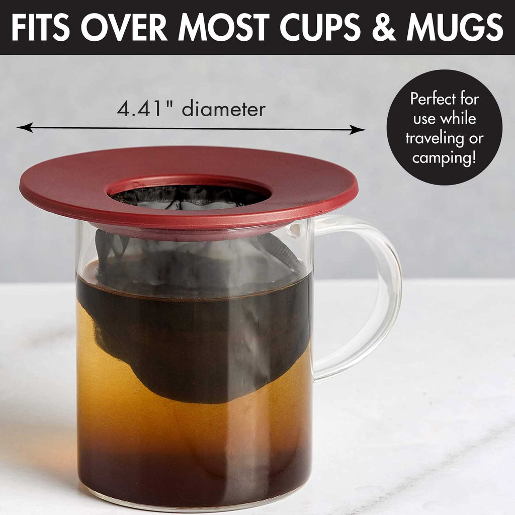 Primula Brew Buddy Portable Pour Over, Reusable Fine Mesh Filter, Dishwasher Safe, Single Cup of Coffee or Tea at Any Strength, Ideal for Travel or Camping, 404.88 milliliters, Red