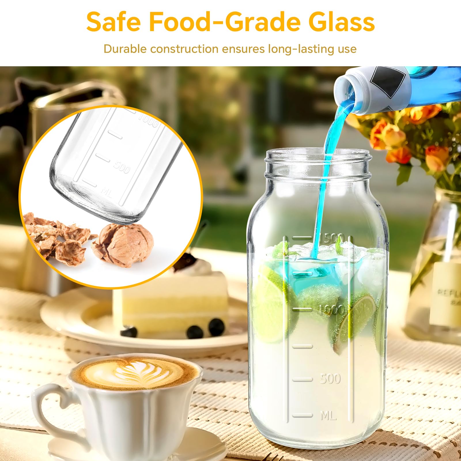 64oz 2 Pack Glass Mason Jar Pitcher with Lid 2qt Breast Milk Pitcher