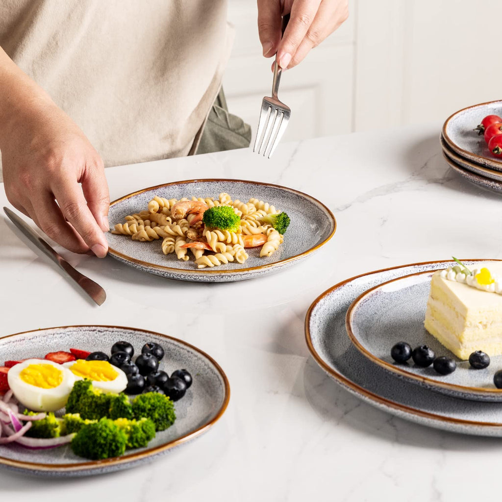 AmorArc Ceramic Dinner Plates Set of 6, 10.5 Inch Stoneware Plates Set