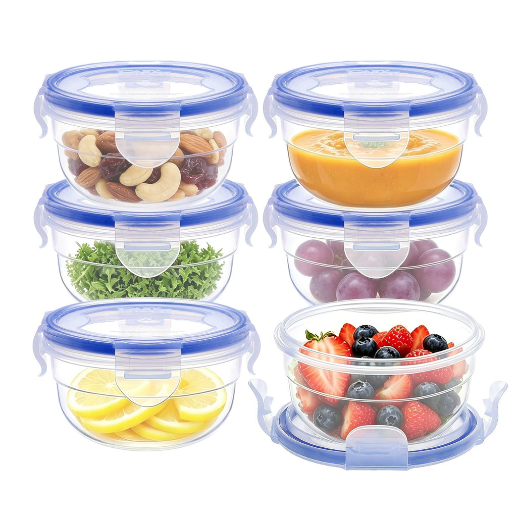 KIGI Round Food Storage Containers, 1.25 cup 10 oz, 6 Pack 12-Piece