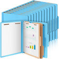 Skyygemm 36 Pcs Classification Folders Letter Size, 2 Divider Pressboard File Folders with 3. 5 Inch Expansion, 2 Prongs Fastener, Heavy Duty Office File Organizers for Teachers, Medical (Blue)