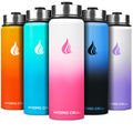 HYDRO CELL Stainless Steel Insulated Water Bottle with Straw - For Cold & Hot Drinks - Metal Vacuum Flask with Screw Cap and Modern Leakproof Sport Thermos for Adults (White/Pink 24oz)