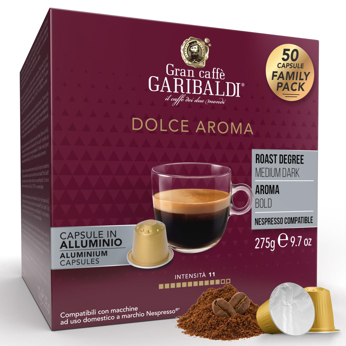Gran Caffè Garibaldi Espresso Pods, Decaffeinato, 200 Count