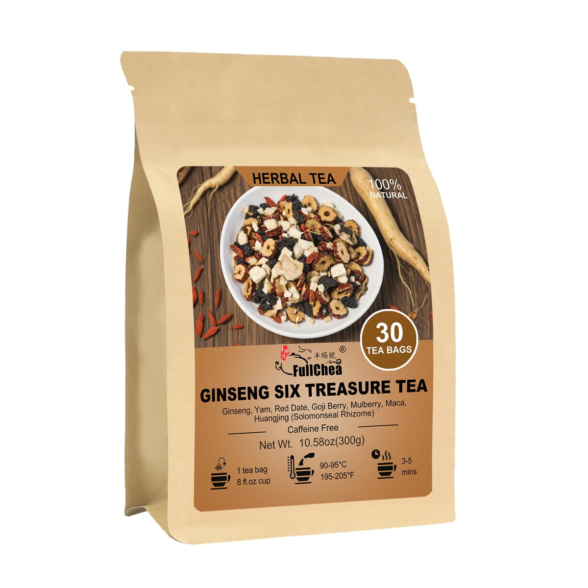FullChea - Turmeric Ginger Cinnamon Tea Bags, 120 Count, Dried Herbal Blend