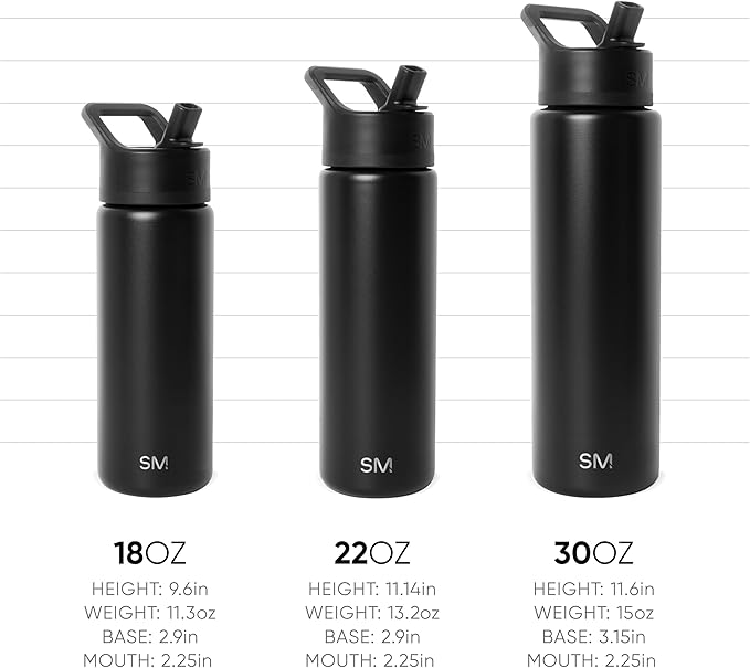 Simple Modern Water Bottle with Straw Lid | Vacuum Insulated Stainless Steel Metal Thermos | Reusable Leak Proof BPA-Free Flask for Sports Gym | Summit Collection | 30oz, Blush