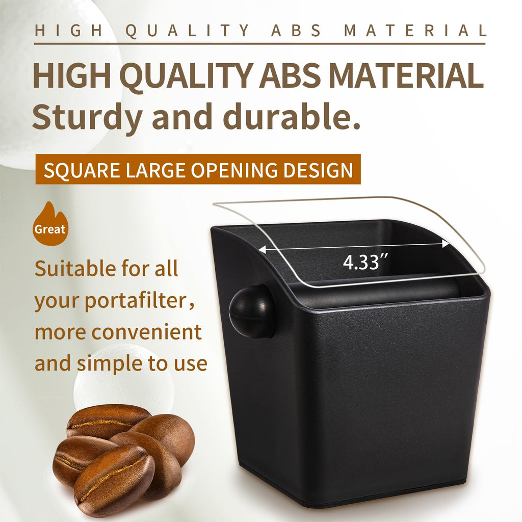 IAOSEN Espresso Knock Box Square High Side Wall Splash Prevention Design Knock Box Shock Absorbing Non Slip Knock Box Espresso With Removable Knock Bar Espresso Accessories for Home/Office