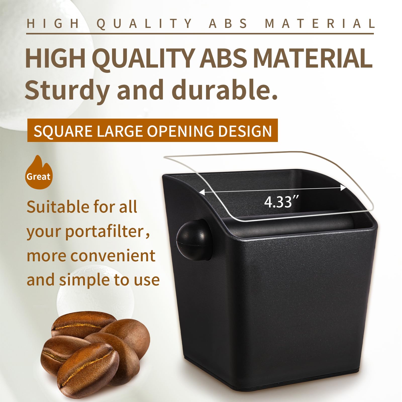 IAOSEN Espresso Knock Box Square High Side Wall Splash Prevention Design Knock Box Shock Absorbing Non Slip Knock Box Espresso With Removable Knock Bar Espresso Accessories for Home/Office