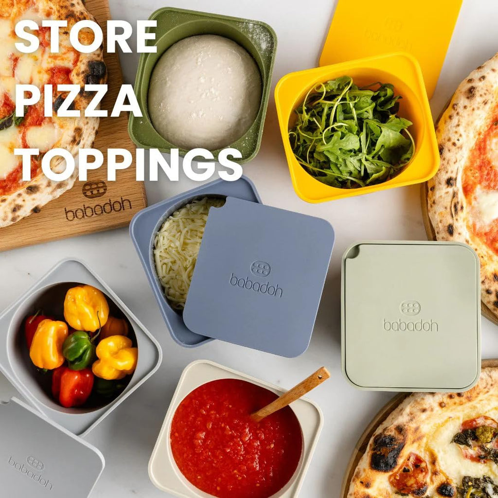 Babadoh Pizza Making Accessories | Pizza Dough Proofing Containers with Lids | Set of 3 | Multi Yellow (1 Dough, 1 Olive, 1 Yellow) | Original Size (make 12" Pizzas)