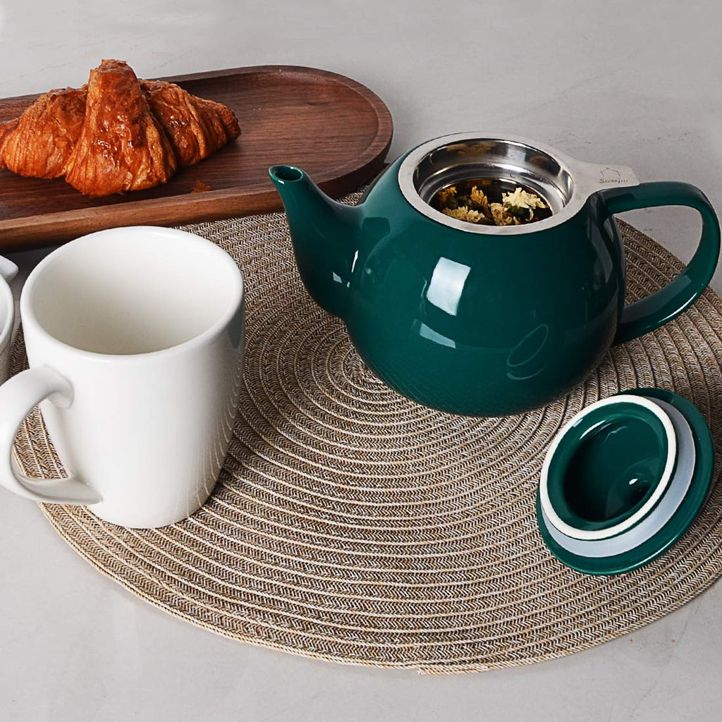 Sweejar Ceramic Tea Pots,30OZ Porcelain Teapot with Infuser(Jade)