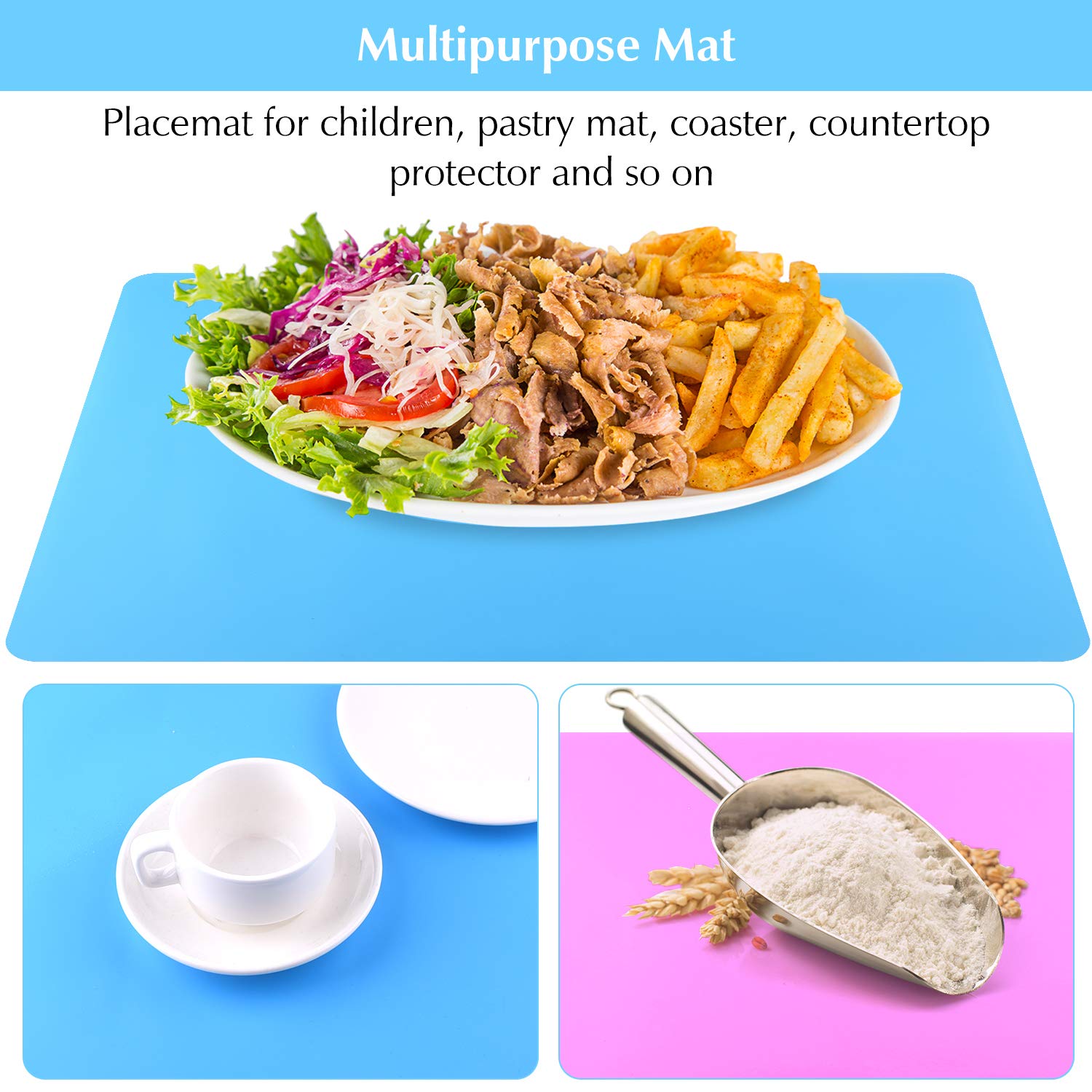 FEPITO 3PCS A3 Extra Large Silicone Sheet for Crafts Jewelry Casting Molds, Multipurpose Silicone Mat, Reusable, Heat Resistant, Food Grade Placemat