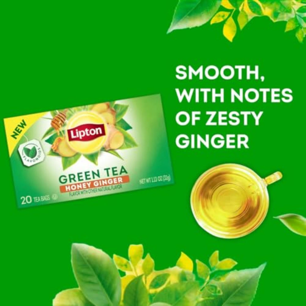 Lipton Honey Ginger Green Tea Bags, 120 Count (20 Count 6-Pack)