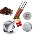 MORILS Bottomless Portafilter 58mm with Double Shot Filter Basket & Premium Walnutwood Handle, Portafilter with Puck Screen Compatible with All Breville 58mm Machines, Espresso Accessories, Silver