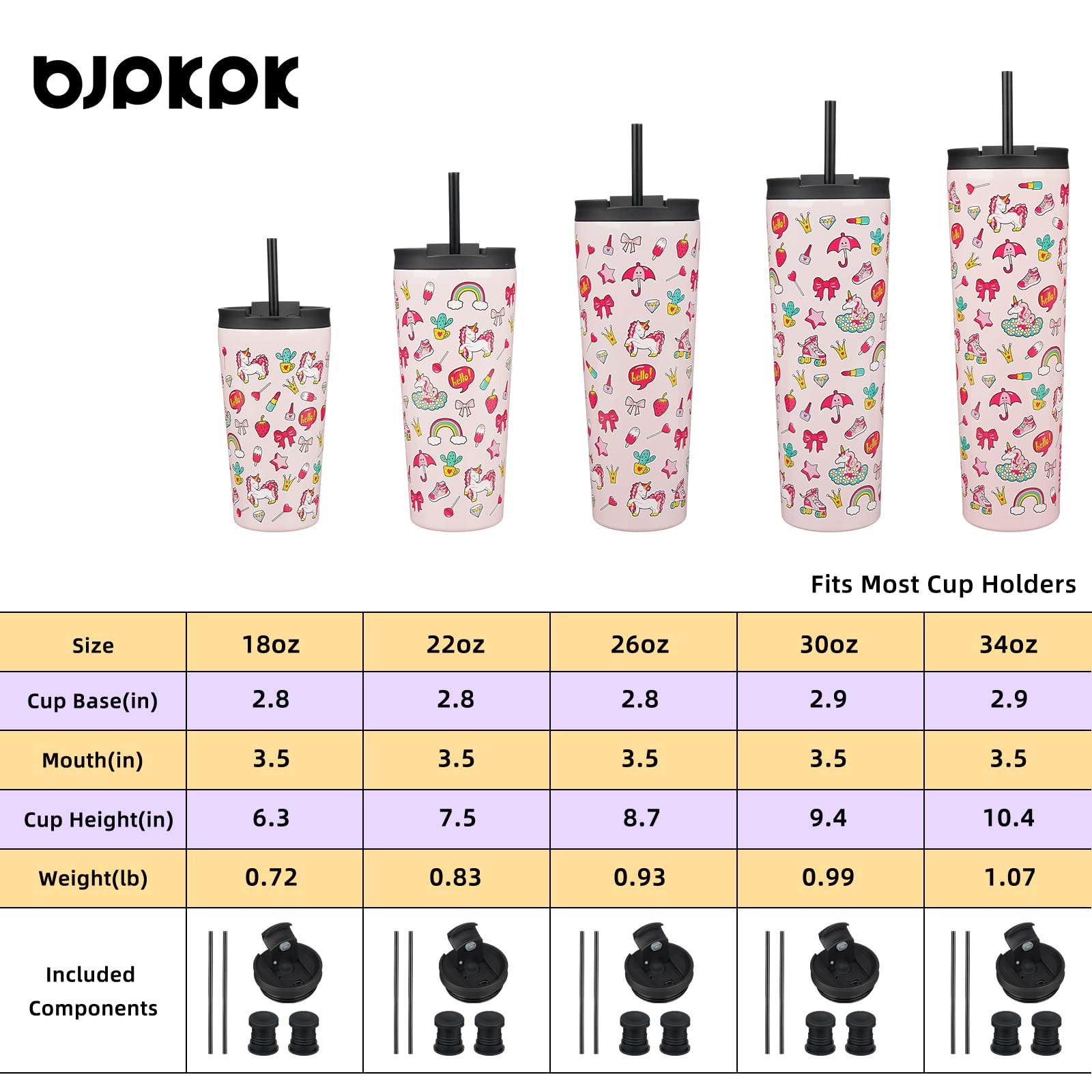 BJPKPK 26 oz Coffee Tumbler with Straw, Insulated Stainless Steel Cup
