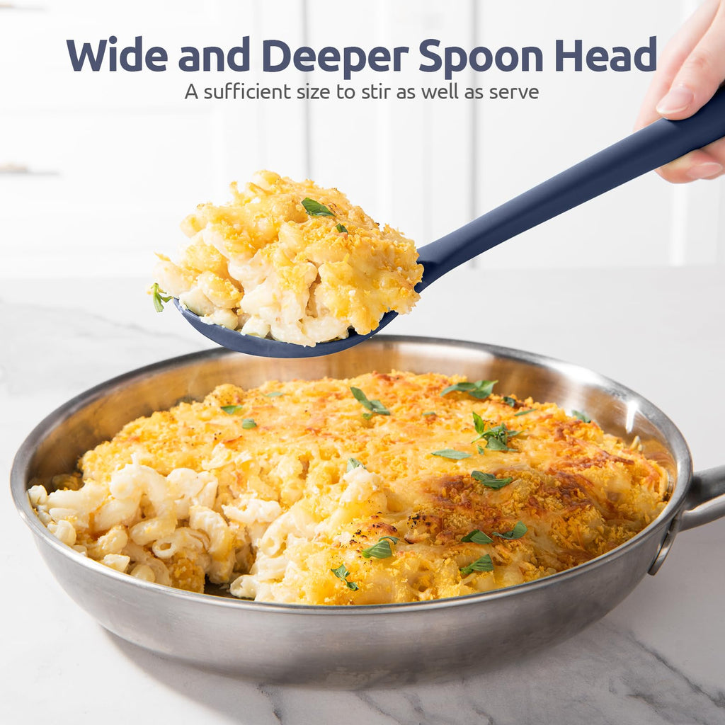 U-Taste Silicone Spoons Set of 2, 13.3" Long Large Mix Spoon, Midnight Blue