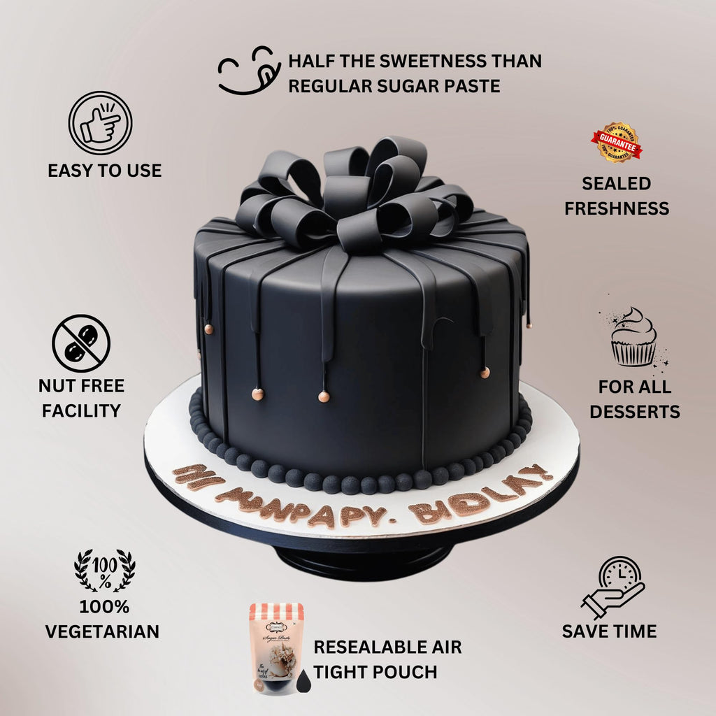 Confect Black Fondant for Cake Decorating – Premium Confect Fondant for Cakes, Cupcakes & Cookies | Vegan, Gluten-Free, Nut-Free, Palm Oil-Free – 8.8 Oz