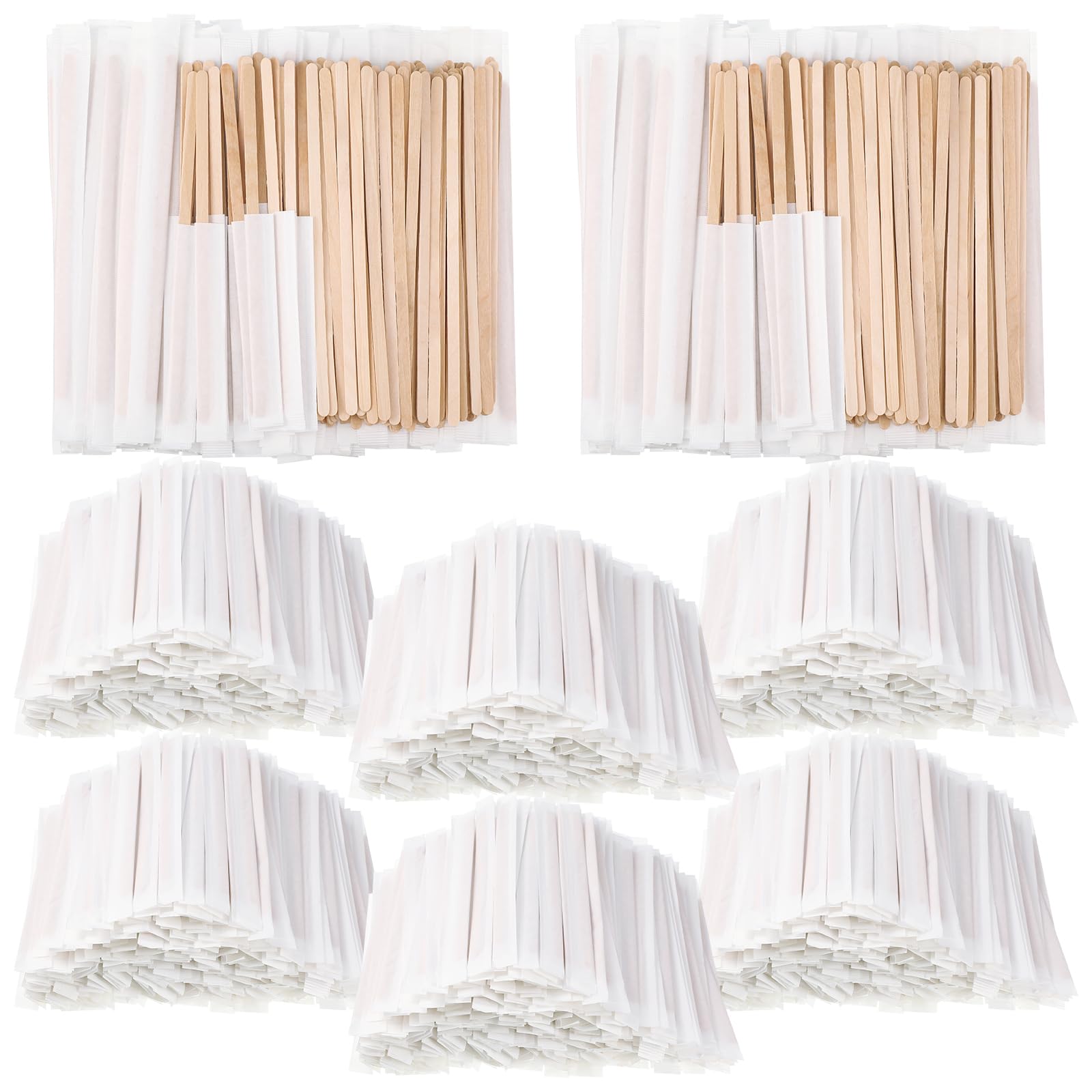Amyhill 3000 Pcs Individually Wrapped Wooden Coffee Stirrers, Disposable Coffee Stir Sticks Round End Sticks Bulk Wood Stirrers for Cocktail Hot Drinks Restaurant Bar Home Office (7 Inch)