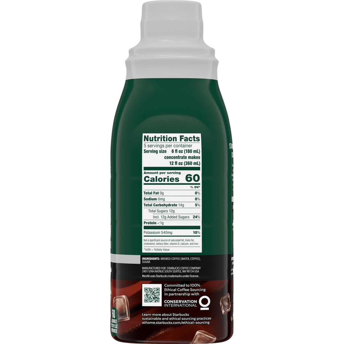 Starbucks Cold Brew Concentrate Sweetened Signature Black, 32 fl oz Bottle