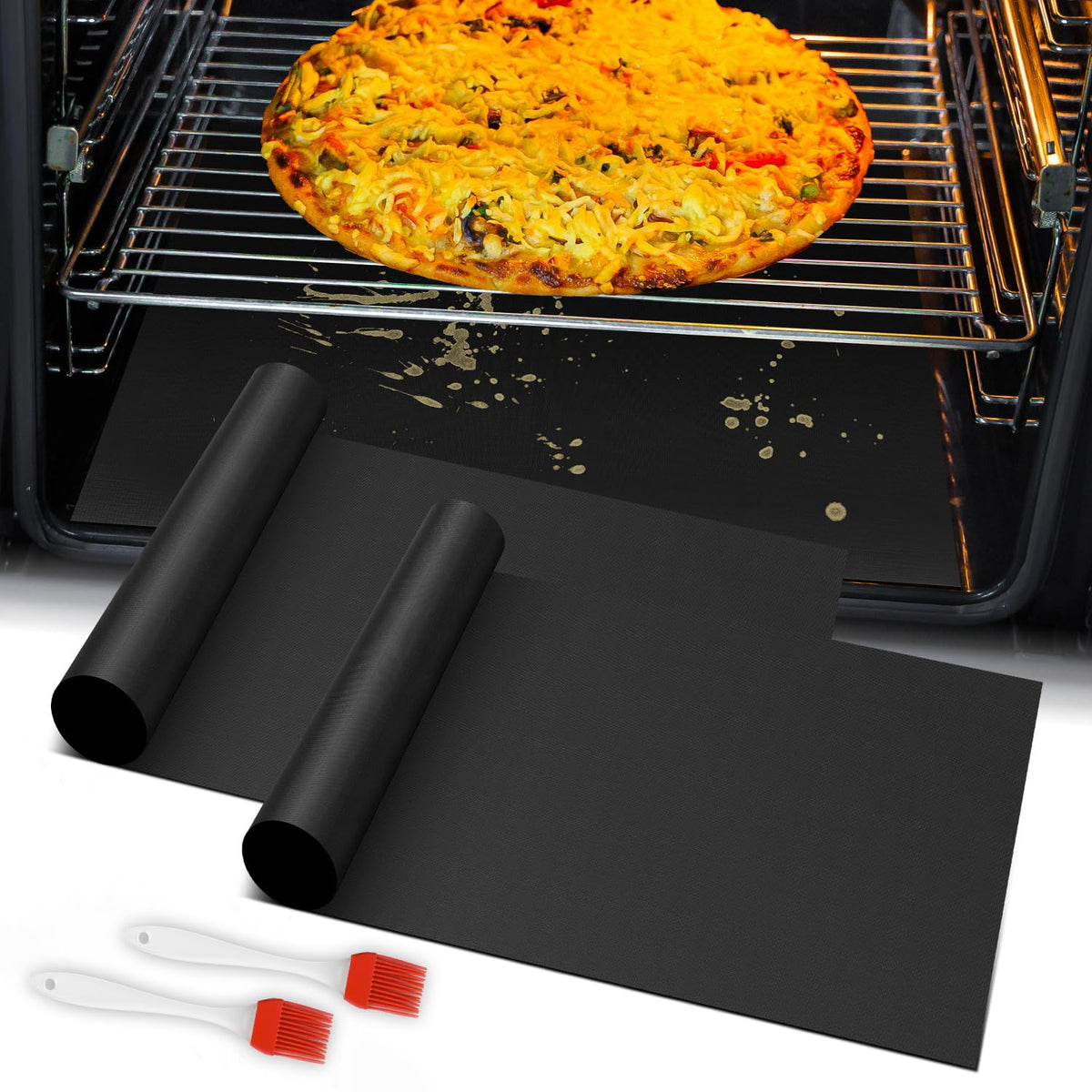 Oven Liners for Bottom of Oven-23.6"x 15.7" Non-Stick Electric Oven Cover for Stovetop,Toaster Oven Drip Liner, Heat Resistant Grill Baking Mat- BPA & PFOA Free Kitchen Accessory to Keep Oven Clean