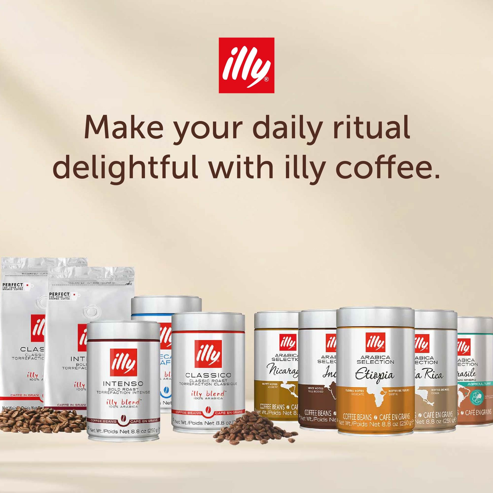 illy Whole Bean Coffee, Costa Rica Single Origin Medium Roast, 8.8oz 6 Pack