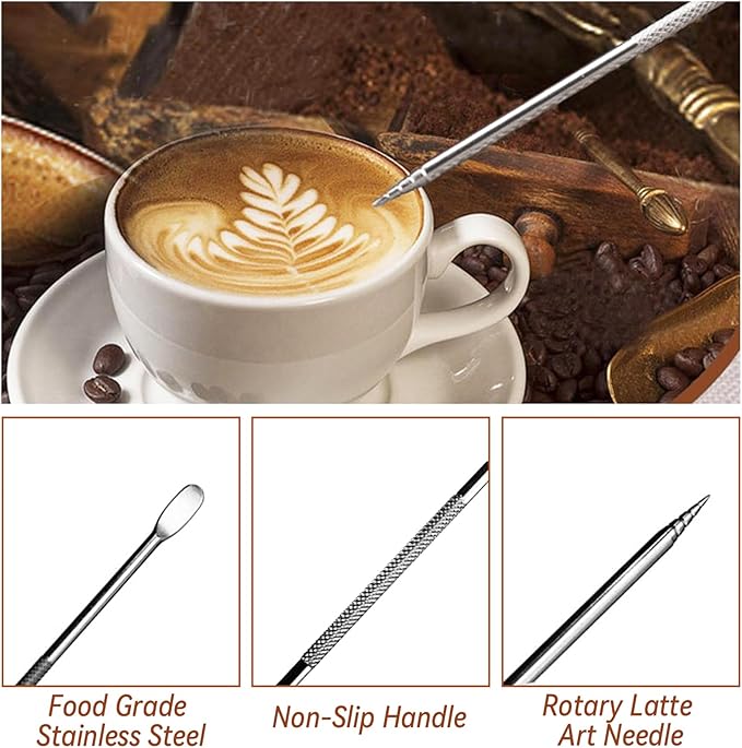 Yeelan 22 PCS Espresso Accessories, 51mm Coffee Espresso Tamper Set, with Espresso Tamper, WDT Tool, Coffee Stirrer, Frothing Pitcher, Latte Art Pen, Tamper Mat, Coffee Stencils for Espresso Machine