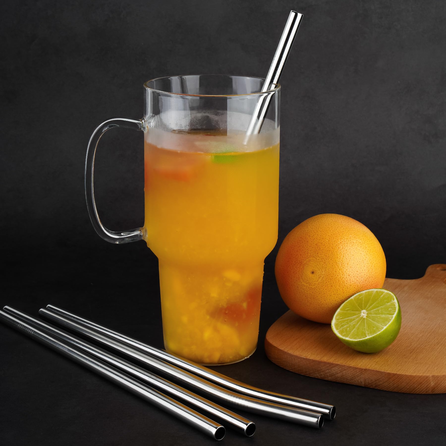 Tomorotec 8PCS Stainless Steel Straws Fit for 40oz Stanley Tumblers, Silver