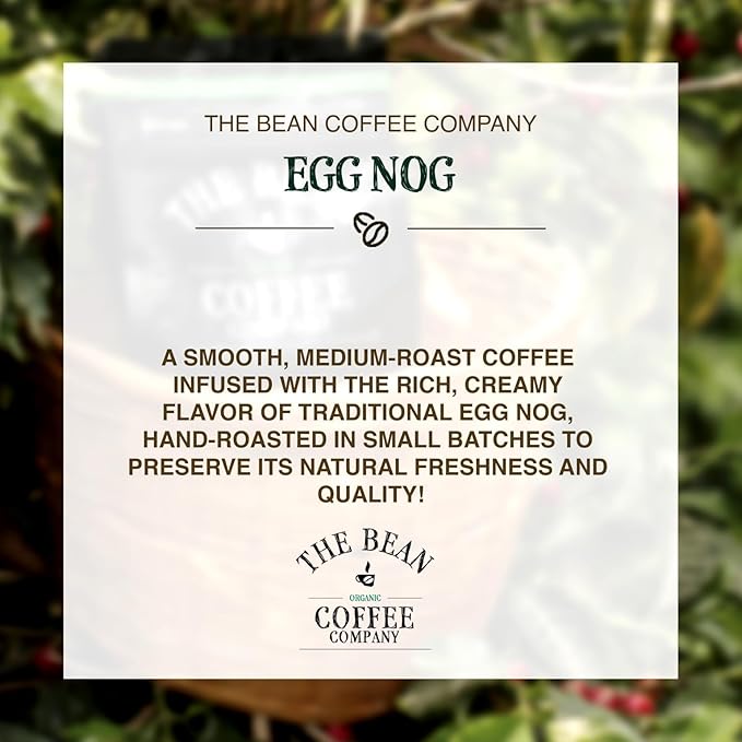 The Bean Organic Coffee Company Egg Nog, Medium Roast, Whole Bean Coffee, 16-Ounce Bags (Pack of 2)