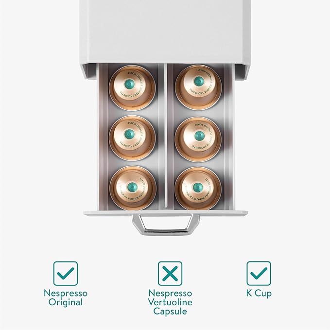Navaris Coffee Pod Holder, Grey - Compact, Space Saving Coffee Capsule Storage Holders - Durable Espresso Organiser Station - Coffee Machine Drawer Ideal for Small Kitchens