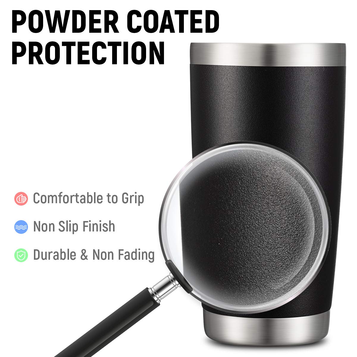 COMOOO 20oz Black Tumbler 4 Pack Stainless Steel Insulated Travel Mug with Lid and Straw Vacuum Double Wall Coffee Cup for Hot Beverage and Cold Drinks(Black, 4 Pack)