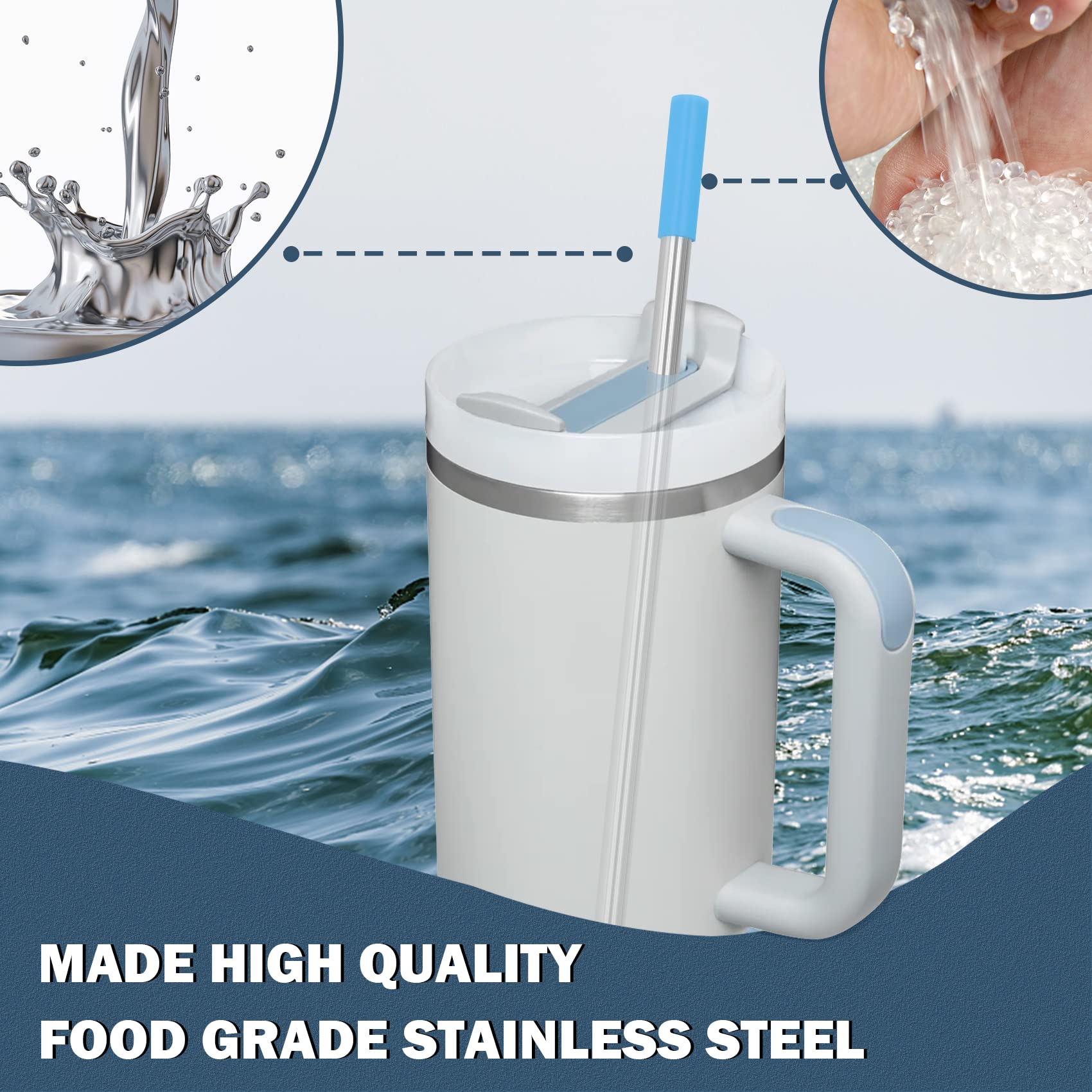 Stainless Steel Replacement Straws for Stanley Adventure Travel Tumbler (6 Straws with Tips for 40oz)