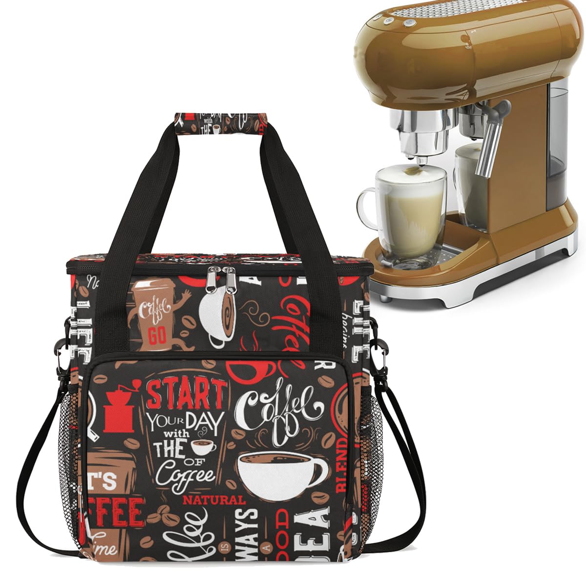 Coffee Maker Bag Compatible with K-Mini or K-Mini Plus Coffee Red Pattern