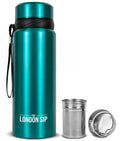 London Sip 25 oz Multi-Function Travel Mug and Tumbler Tea Infuser Water Bottle Fruit Infuser Flask Hot and Cold Double Wall Stainless Steel Coffee Thermos, Celestial Blue