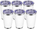VEGOND 20oz Tumbler with Lid and Straw Stainless Steel Tumbler Cup Bulk Vacuum Insulated Double Wall Travel Coffee Mug Powder Coated Coffee Cup(White 6 Pack